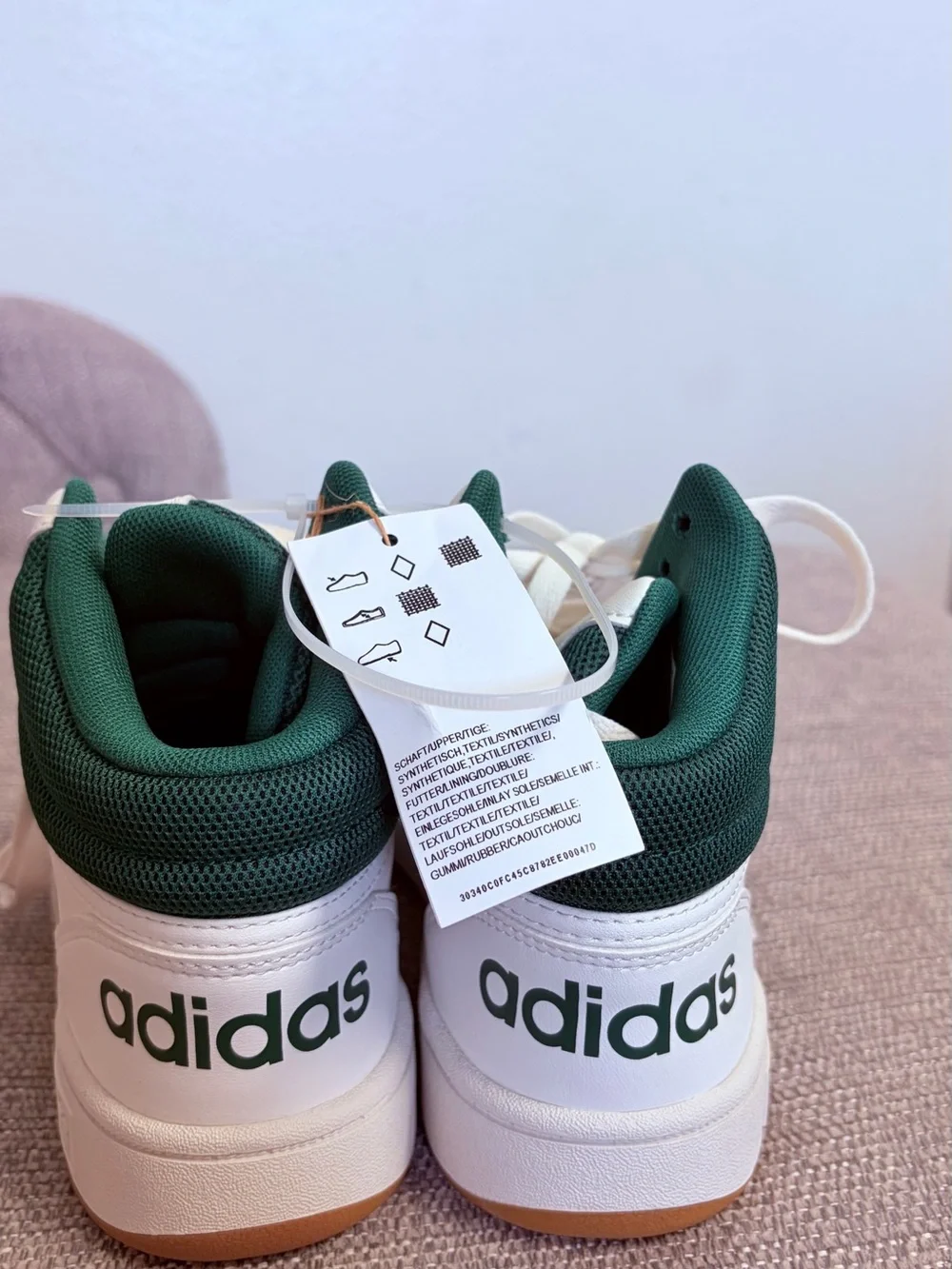 adidas Originals Kids White and Green High-Top Sneakers